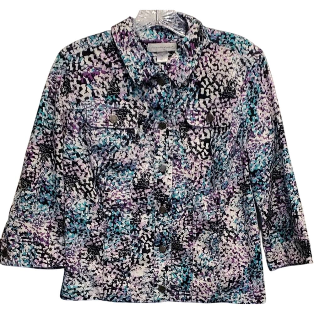 Christopher & Banks Light Weight Button Down Multicolor Shacket Jacket Medium